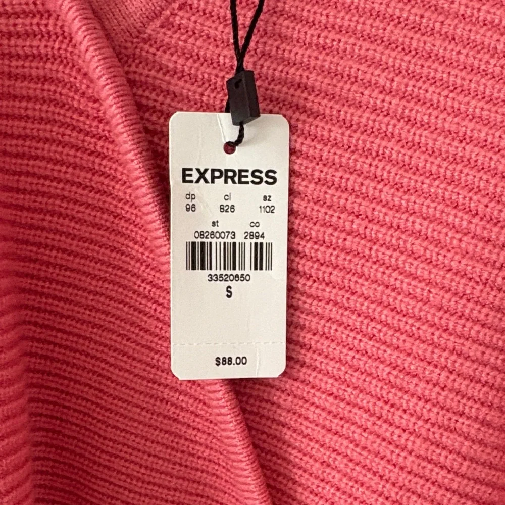 Express Ribbed V-Neck Wrap Peplum Sweater - Picture 3 of 5